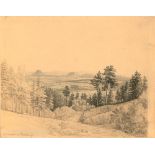RICHTER, AUGUST  (1801 Dresden 1873 Pirna) 'Aussicht v. Porsberg'. Graphite , grey wash. Inscribed