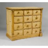 CHEST OF DRAWERS, Historicism, 19th century. Pinewood. Rectangular chest, the front with 12 drawers,