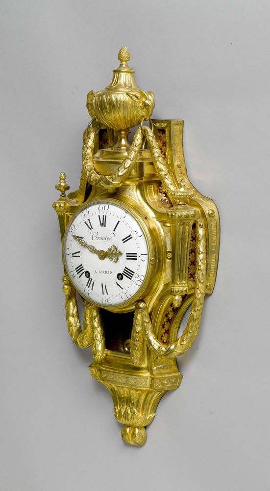 CARTEL CLOCK, Louis XVI, Paris, the dial signed CRONIER À PARIS Gilt bronze. Designed as a cartouche - Image 2 of 2