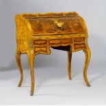 CYLINDER DESK, Napoleon III, in the Louis XV style, France. Inscribed MONSIEUR ROUGEMONT MARCANT