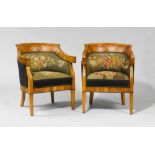 SMALL SUITE OF FURNITURE, Biedermeier, Germany ca. 1830. Walnut and burlwood. Comprising SOFA AND