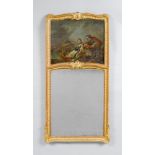 TRUMEAU MIRROR, Napoleon III. Wood, carved with rocailles and leaves, and gilt. Rectangular frame.