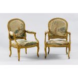 PAIR OF FAUTEUILS À LA REINE, Napoleon III , in the Transition style, Paris. Wood, carved with