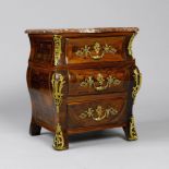 COMMODE, Regency style, using older parts, France. Rosewood, inlaid in rectangular reserves. Body