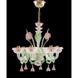 FROM THE DE AMODIO COLLECTION: SMALL MURANO CHANDELIER, Baroque style, 20th century. Colourless,