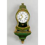 PAINTED CLOCK ON PLINTH, Louis XVI, Neuchâtel, ca. 1780. Curved wooden case, painted green and