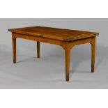 EXTENDABLE TABLE, Biedermeier, Switzerland. Cherry. Rectangular leaf, extendable on both sides.