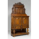 BUFFET, Baroque, Germany, 18th century. Walnut carved with acanthus, winged angel heads, volutes and