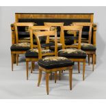 SET OF 6 CHAIRS, Biedermeier, Southern Germany, ca. 1830. Walnut, partly ebonized. Padded seat.