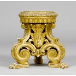 PLINTH, Napoleon III, France. Wood, carved with decorative friezes and leaves, and gilt. Round top
