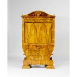 LYRE BUREAU CABINET, late Biedermeier, probably Germany, 2nd half of the 19th century. Walnut.