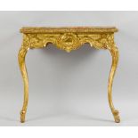 CONSOLE, Napoleon III, in the Regency style, France. Carved wood and stucco, gilt and decorated with