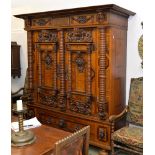 CUPBOARD, Baroque, Strasbourg, dated 1638. Walnut, cherry, ash, oak and other woods inlaid in