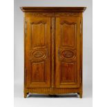 CUPBOARD, Regency, France, 18th century. Oak moulded and carved with rosettes and leaves.