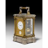 FROM THE DE AMODIO COLLECTION: TRAVEL CLOCK WITH ALARM, France, middle of the 19th century. The dial