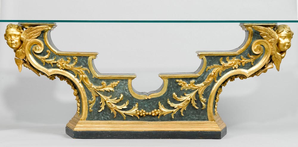 ALTAR RAIL AS A CONSOLE, late Baroque, Italy, 19th century. Carved wood, decorated with leaf garland - Image 2 of 3