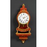 PAINTED CLOCK WITH DATE ON PLINTH, Neuchâtel, end of the 18th century. Curved, wooden case,