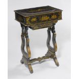 LACQUERED POUDREUSE, Napoleon III. Wood, lacquered black and richly decorated with chinoiserie