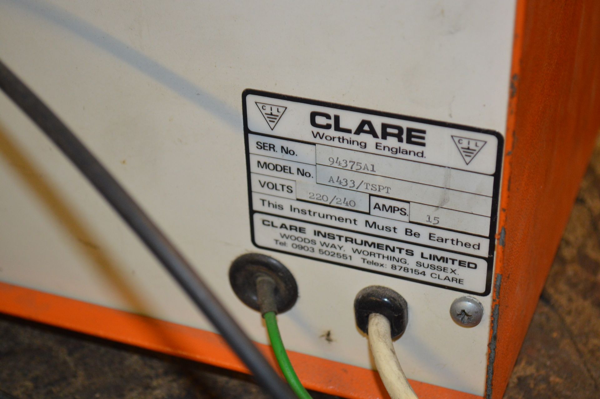 Clare A433/TSPT Comprehensive Test 
Station, Serial No: 94375A1 - Image 4 of 4