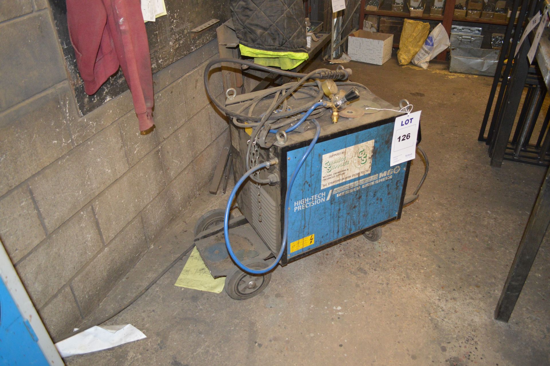 MG Saturn 300 Mig Welder 
located at Spa Gates Ltd, Blick Road, Warwick CV34 6TA and can only be