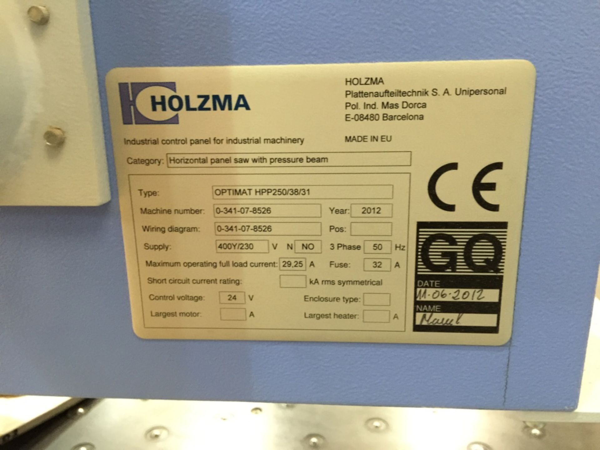Holzma HPP 250/38/31 Horizontal Panel Saw with Pre - Image 11 of 26