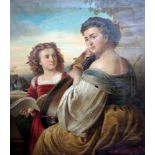 Nazarener Gemälde, zwei musizierende FrauenNazarener Gemälde, zwei musizierende Frauen, Öl/Leinwand,
