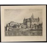 Naudorf, Johannes  "Die Marienburg". Radierung. Re.u. von Hand sign.  Plattengr. 25 x 33 cm.unter