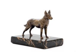 Schäferhund  Bronze,  goldbraun patiniert. H.:  10 cm.