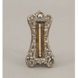 Miniatur-Tischthermometer, Birmingham 1899  Sterling-Silber auf mit Leder bezogenem Korpus.