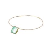 Designer-Collier mit Aquamarin  Goldreif 750er GG, Aquamarin in Kegelform, Durchmesser 2,5 c,