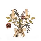 Wandapplike  Applike in Form eines Blumenbuketts aus Rosen und Glockenblumen unten mit einer