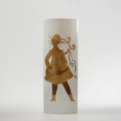 Vase mit Mandolinspieler, Fürstenberg 20.Jh.  Ovaler zylindrischer Korpus,Schauseite mit