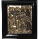 Ikone, Russland  frühes 19. Jh.  Eitempera auf Holz. Darstellung von vier Heiligen  und Märtyrern,