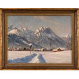 Kettemann, Erwin  1897 München - 1971 ebenda. "Winterliche Ansicht von Seefeld mit Wetterstein".