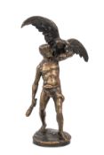 Schmidt-Felling, Julius Paul  1835 - 1920.  Herkules mit Adler. Bronze, patiniert. Auf rundem Sockel