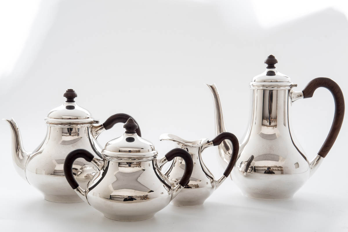 4-teiliges Kaffee-Tee-Set, Holland 1963  Meister:  van Kempen & Beeger. 925er Silber. Bestehend  aus - Image 2 of 2
