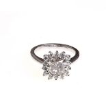 Ring mit 2,25 ct. Brillant im Radiantschliff  750er WG. Glatte Ringschiene, hochrechteckiger