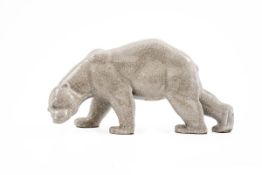 Schreitender Eisbär, Heubach, Lichte 1909-45 Vollplastische Figur des Bären mit weißlicher