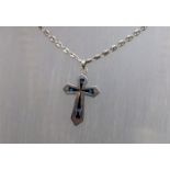 Anhänger mit Kette
925 Silber, Kreuz mit Emaileinlagen, ca. 17 gr., l 50 cm, 
 Mindestpreis: 40 EUR