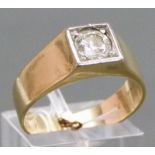 Herrenring
14 kt. Gelbgold, 1 Brillant, ca. 0,75 ct., cape, pique, ca. 8 gr., RM 
 64,