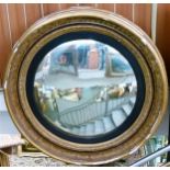 PrunkspiegelStuckrahmen, rund, 19. Jh., konvexes Spiegelglas, Stuck stark  beschädigt, vergoldet,