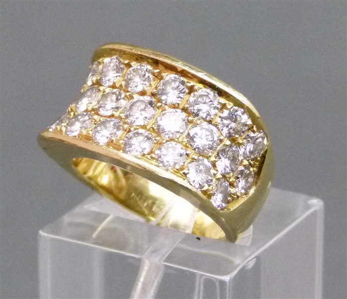 Damenring18 kt. Gelbgold, 25 Brillanten ca. 2,0 ct., top wesselton, vsi, RM 47,  ca. 12 g schwer,