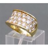 Damenring18 kt. Gelbgold, 25 Brillanten ca. 2,0 ct., top wesselton, vsi, RM 47,  ca. 12 g schwer,