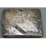 Zigarettenetui835 Silber, punziert, reiche Gravur, Monogramm "AB", 10x8 cm, ca. 90  g.,