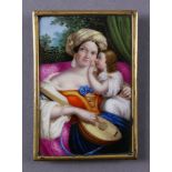 Reserve: 200 EUR        MINIATURBILD Österreich, um 1830, Porzellan Bild einer Mutter und Tochter