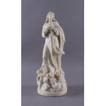 Reserve: 300 EUR        P. C. E. FIASCHI 19. JH, Immaculata, Marmor Skulptur der Mutter Gottes mit