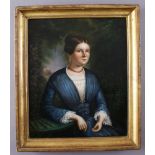 Reserve: 600 EUR        ADELIGE Niederbayern, um 1820, Portrait einer adeligen Dame im Park sitzend,