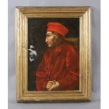 Reserve: 1200 EUR        COSIMO DE MEDICI Italien, 17. JH, Öl/Holz, Darstellung des Kardinals in