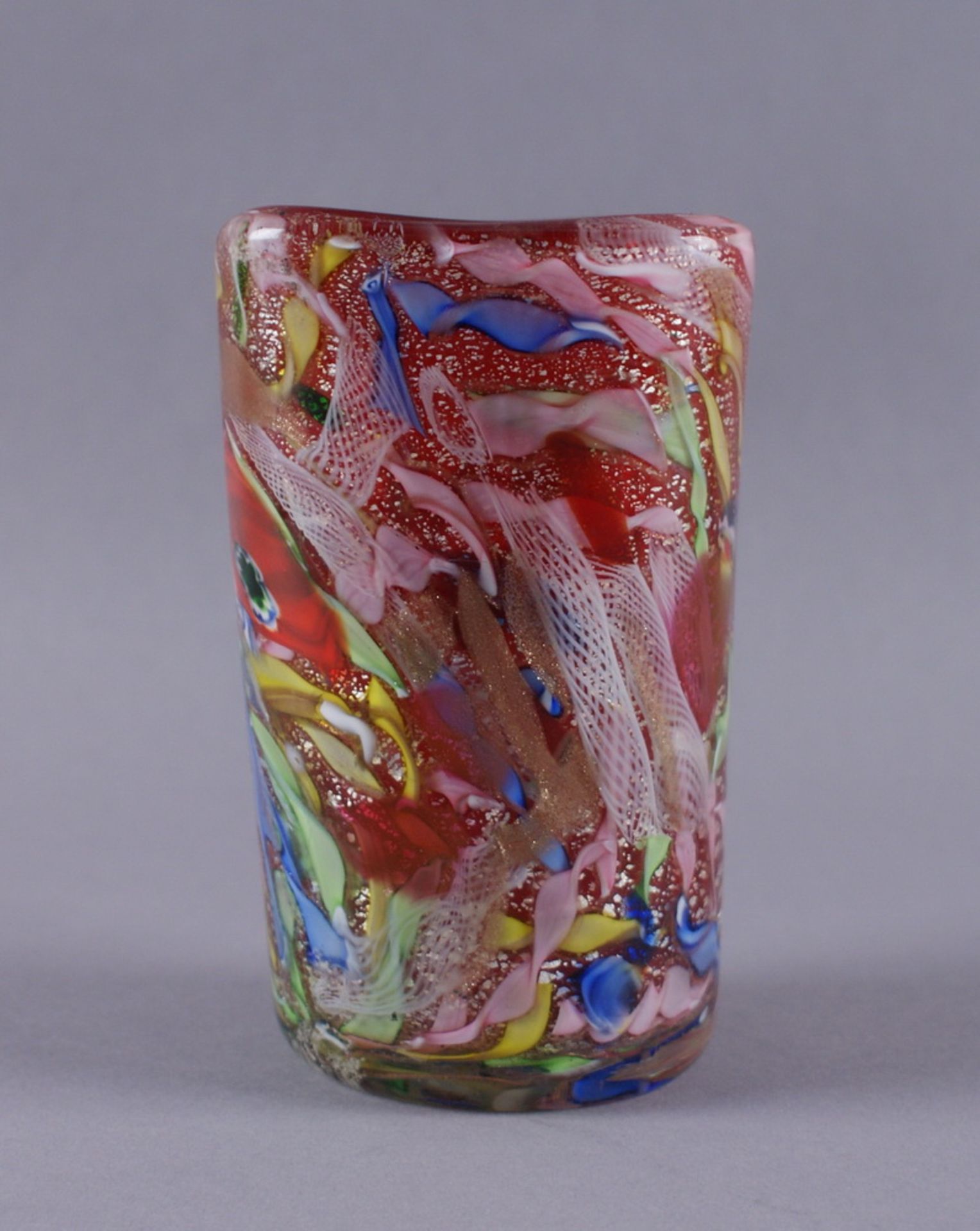 MURANO VASE Italien, kleine bunte Vase aus den 50er Jahren, H 16 x B 9 x T 9 cm  Mindestpreis: 250 - Bild 2 aus 4
