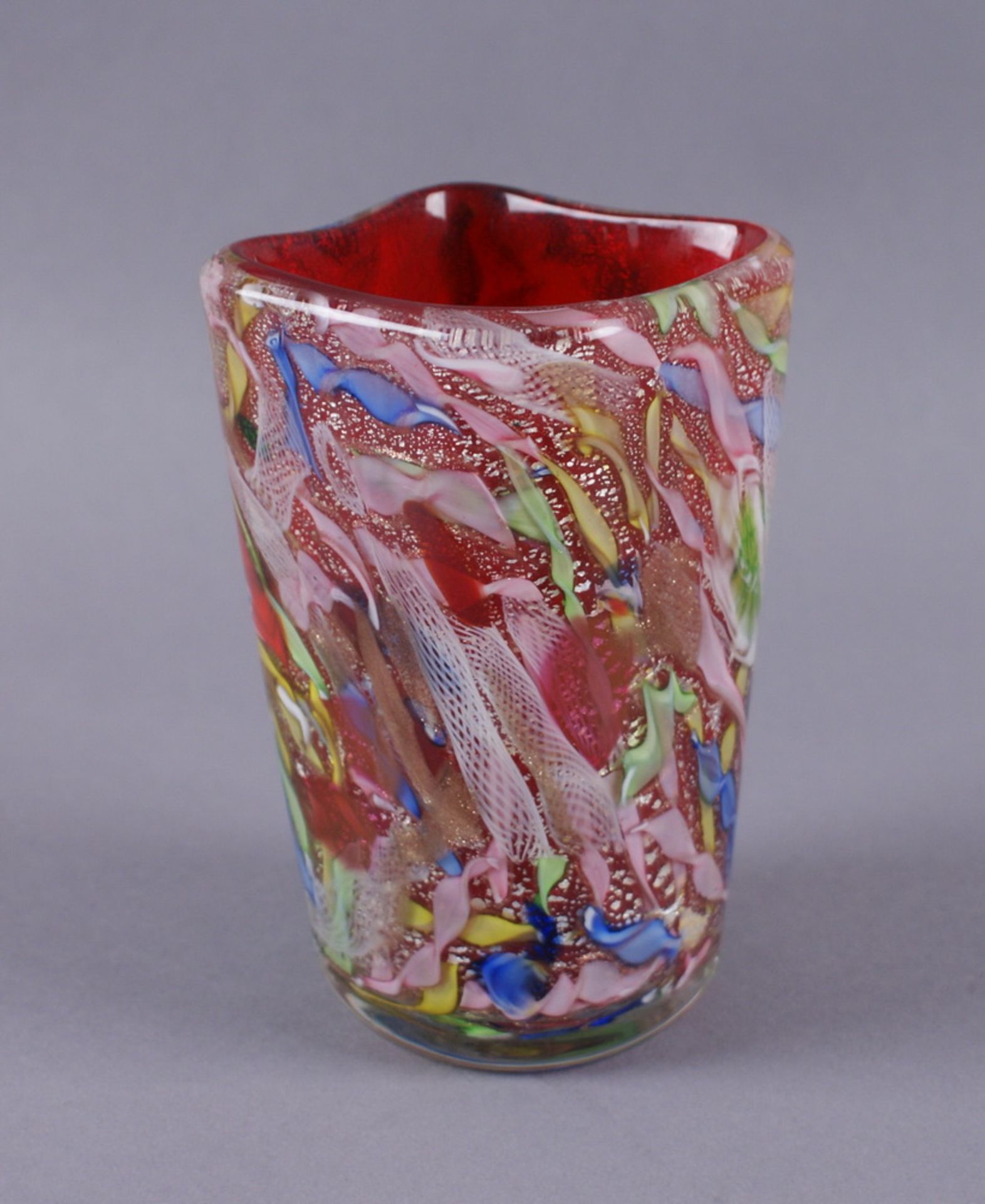 MURANO VASE Italien, kleine bunte Vase aus den 50er Jahren, H 16 x B 9 x T 9 cm  Mindestpreis: 250 - Bild 3 aus 4